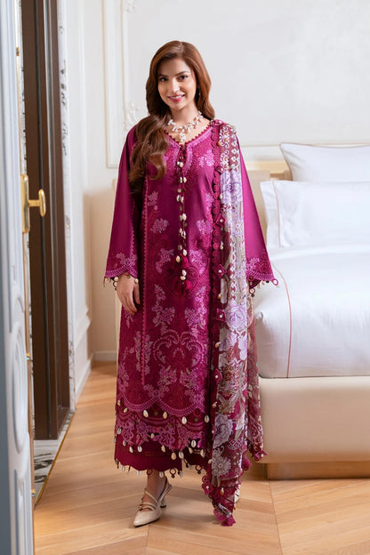 Jade - 3PC Unstitched Lawn Embroidered Shirt with Digital Printed Monark Dupatta and Trouser