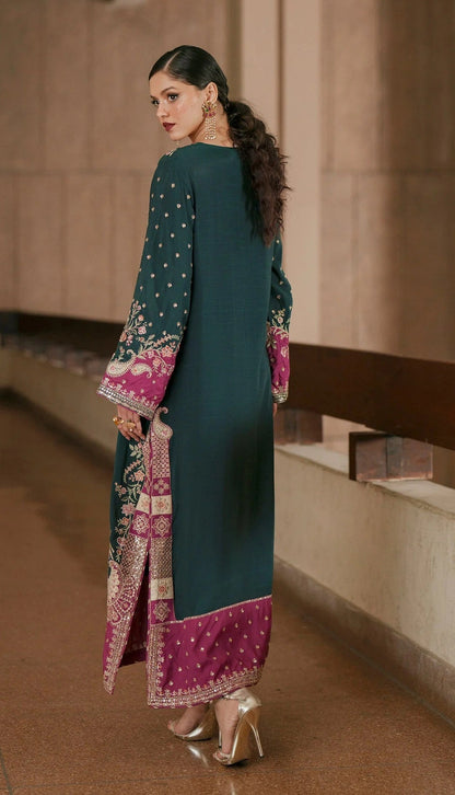 Ethnc Luxury Silk Embroidered 3Pc Unstitched Suit