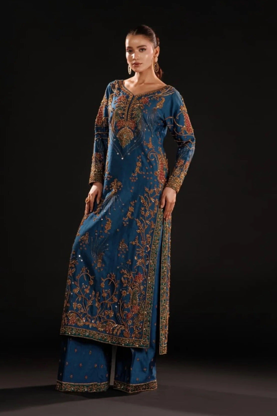 Pehnawa Luxury Raw Silk Embroidered 3Pc Unstitched Suit Azure Dynasty
