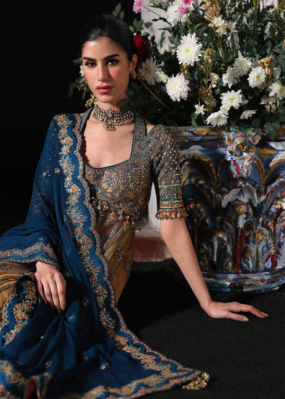 Hussain Rehar Luxury Net Embroidered 3 Pc Unstitched Suit - Man Jogi