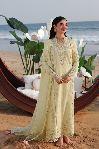 Qalamkar - 3PC Unstitched Lawn Embroidered Shirt with Embroidered Chiffon Dupatta and Trouser