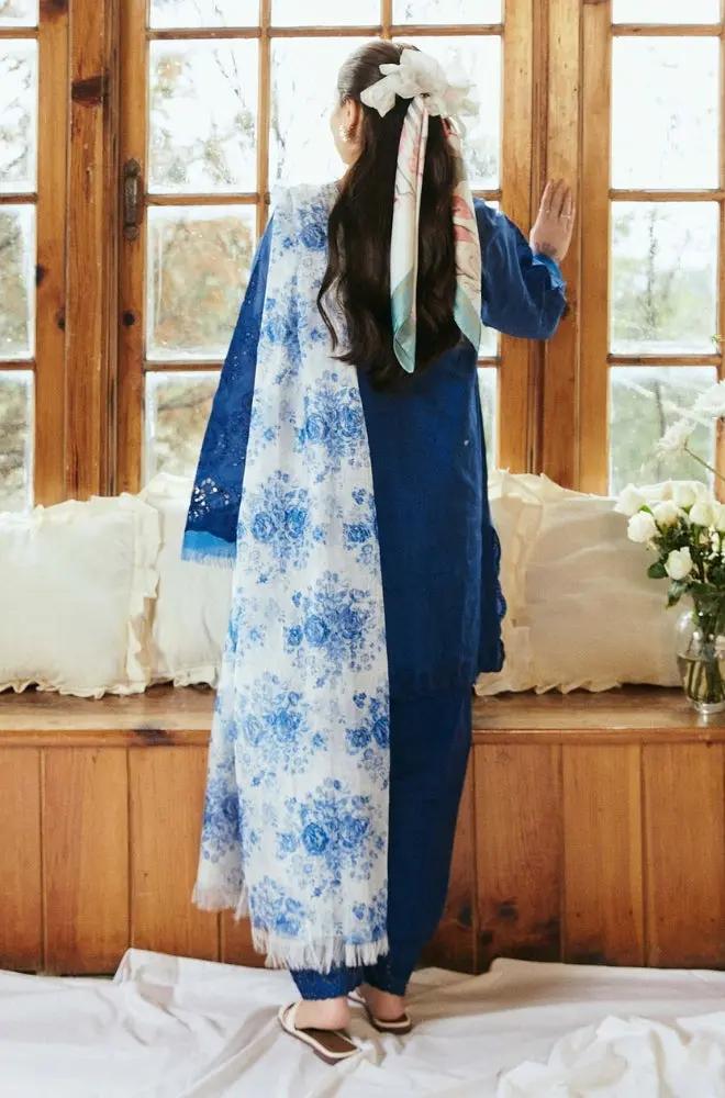 Zara Shah Jahan - 3PC Unstitched Lawn Embroidered Shirt with Printed Slub Net Dupatta
