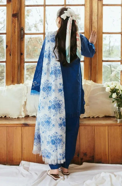 Zara Shah Jahan - 3PC Unstitched Lawn Embroidered Shirt with Printed Slub Net Dupatta