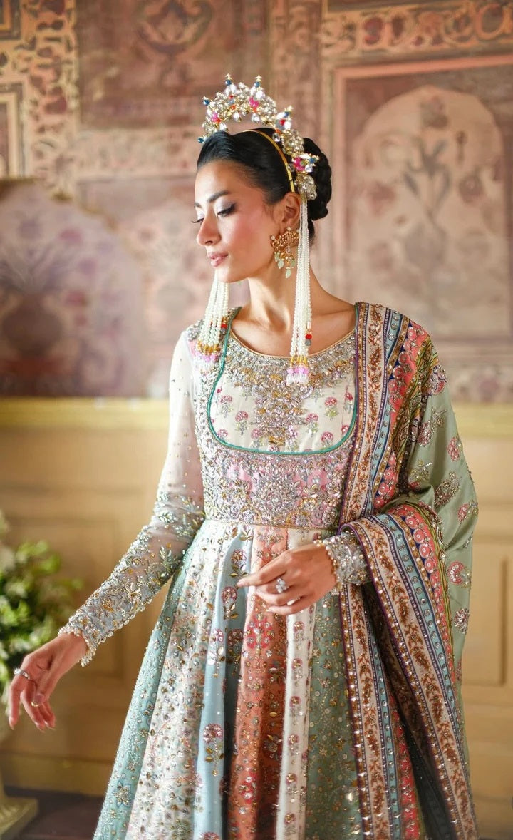 Nomi Ansari Luxury Raw Silk Embroidered Unstitched 3PC Suit - Maryum Nawaz