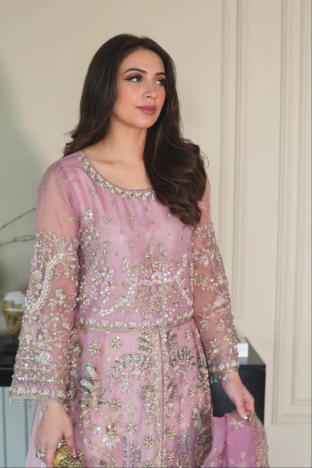 Emran Kashif Luxury Organza Embroidered 3Pc Unstitched Suit - Petal Grace