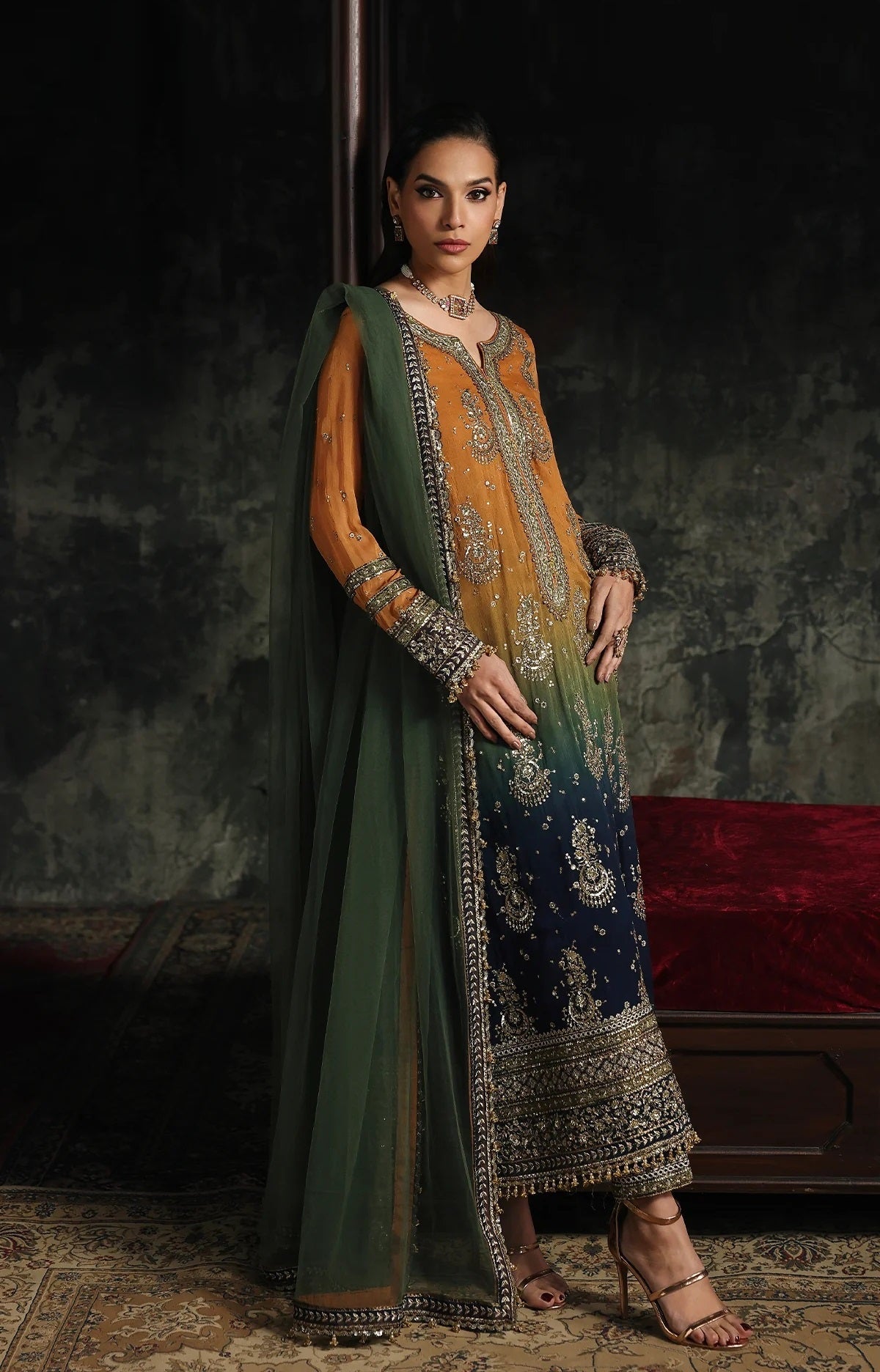Charizma Luxury Embroidered Chiffon 3Pc Unstitched Suit