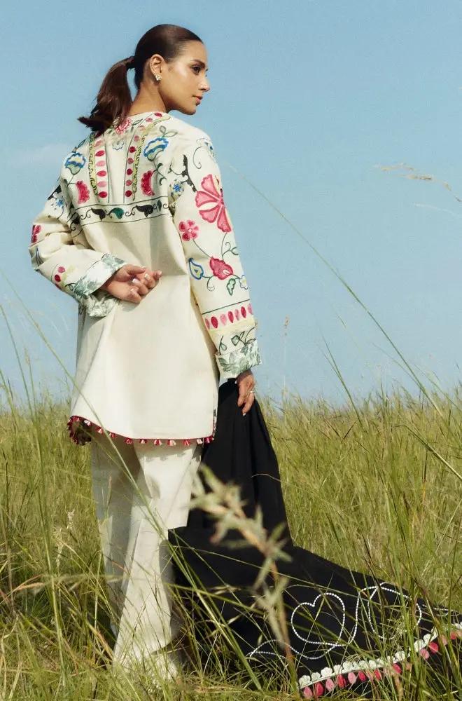 Zara Shah Jahan - 3PC Unstitched Dhanak Embroidered Shirt and Trouser with Printed Shawl