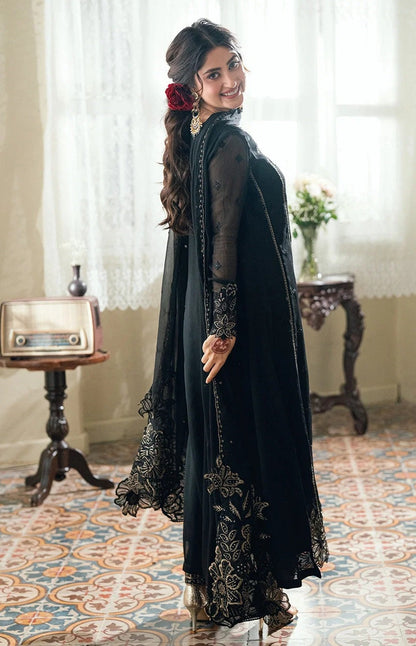 Azure Nightingale Luxury Chiffon Embroidered 3Pc Unstitched Suit