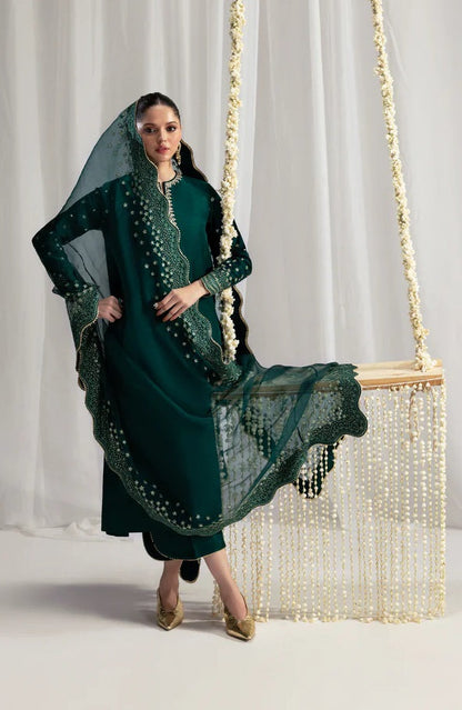Zaib Luxury Raw Silk Embroidered 3 Pc Unstitched Suit