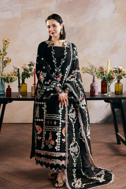Maryam Hussain - 3PC Unstitched Lawn Embroidered Shirt with Digital Printed Monar Dupatta and Trouser
