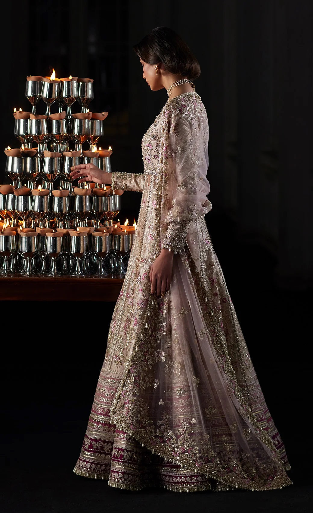 Saad Bin Shahzad Luxury Net Embroidered 3Pc Unstitched Suit Rina