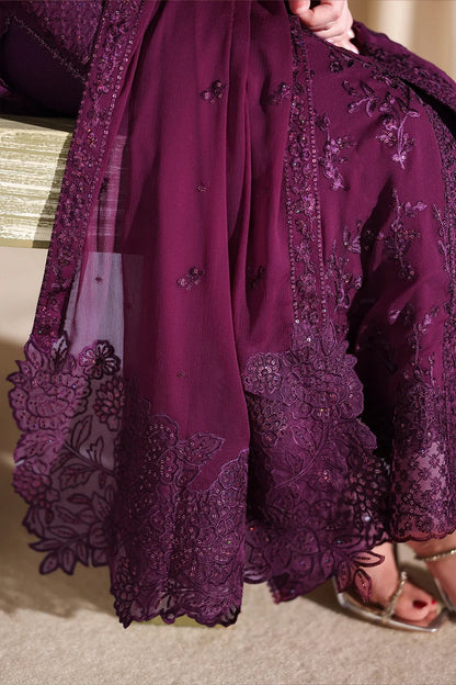 Azure Luxury Embroidered Chiffon Unstitched 3Pc Suit Garnelle