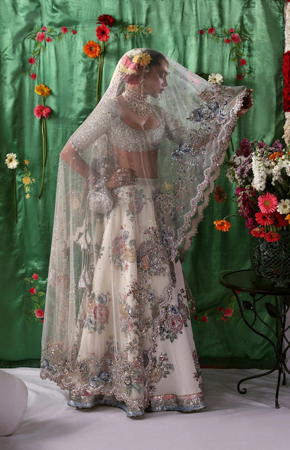 Hussain Rehar Luxury Raw Silk Embroidered 3Pc Unstitched Suit Raks