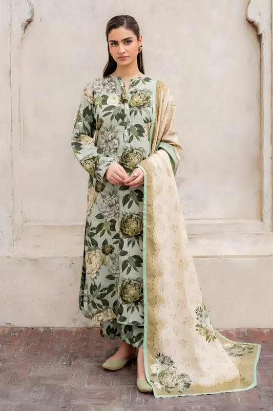 Baroque - 3PC Unstitched Printed Khaddar Shirt with Printed Khaddar Dupatta and Same Printed Trouser