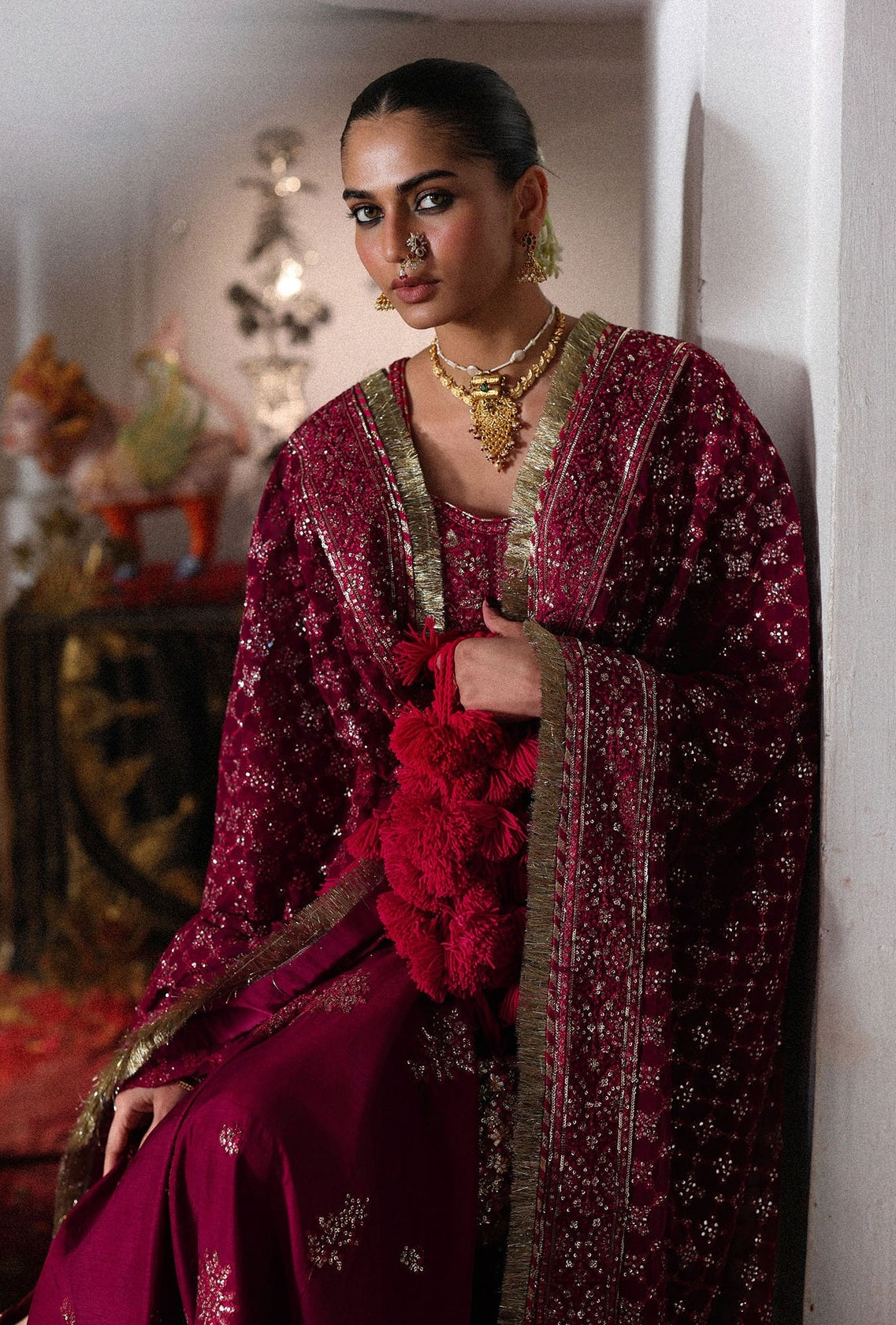 Hussain Rehar - Luxury Raw Silk Embroidered 3 Piece Unstitched - Gulpanra