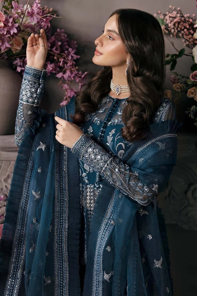Afrozeh Luxury Organza Embroidered 3Pc Unstitched Suit Yale