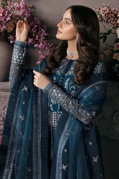 Afrozeh Luxury Organza Embroidered 3Pc Unstitched Suit Yale