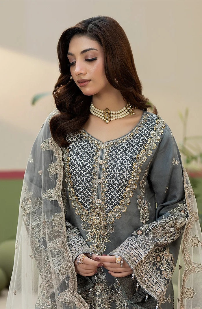 Imrozia Luxury Embroidered Organza 3Pc Unstitched Suit Sukoon