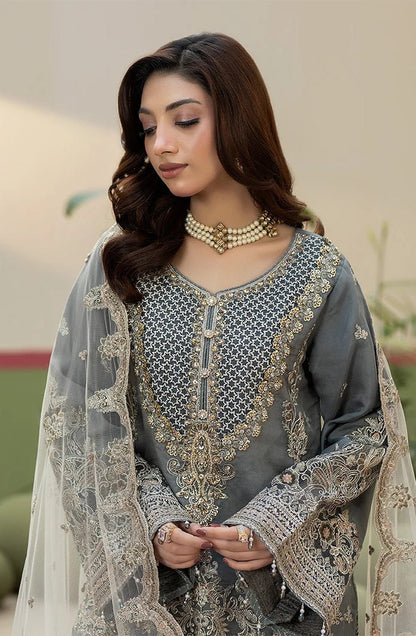 Imrozia Luxury Embroidered Organza 3Pc Unstitched Suit Sukoon