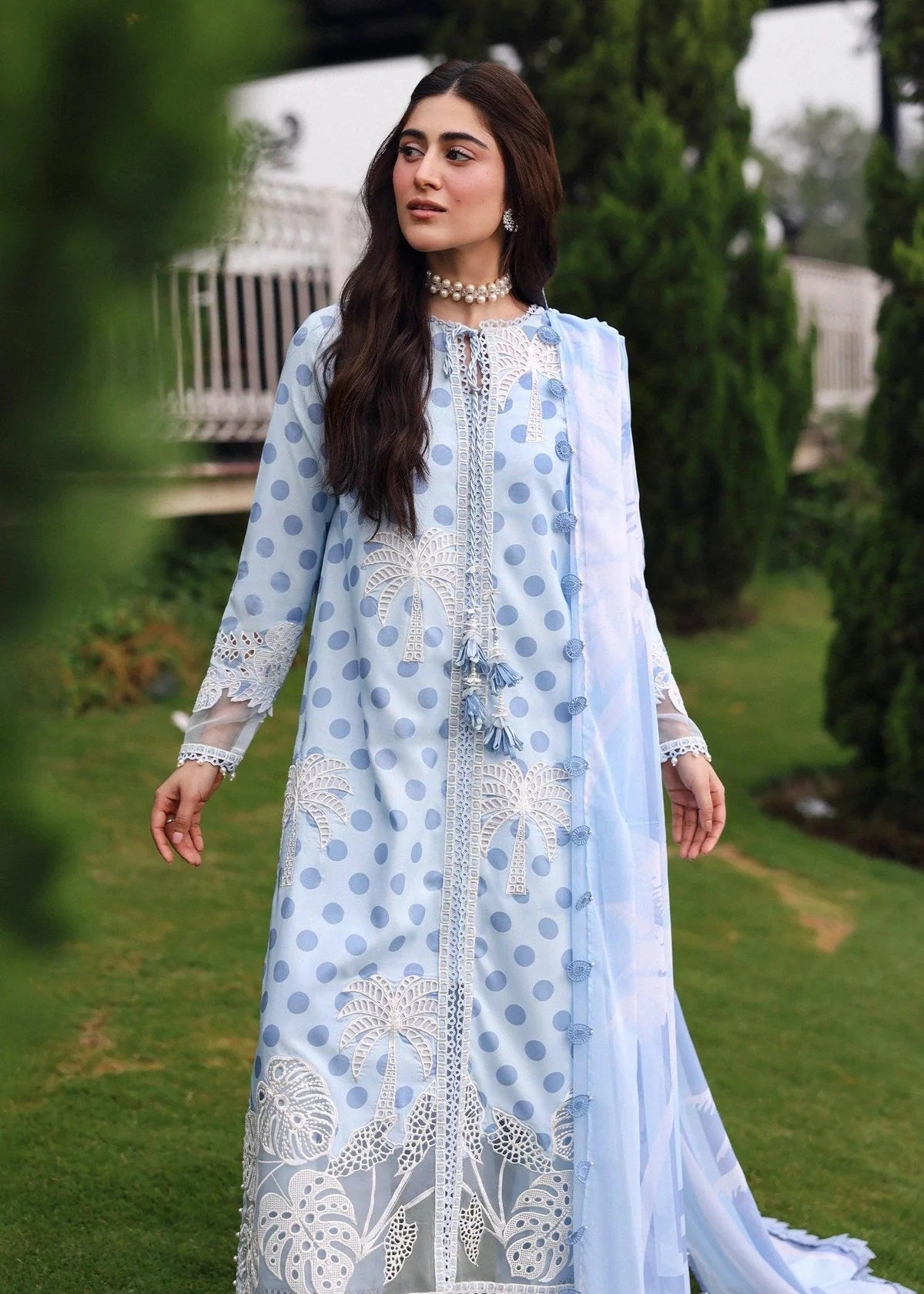 Sardinia Luxury Swiss Lawn Unstitched Embroidered 3Pc Suit - Palm Breeze