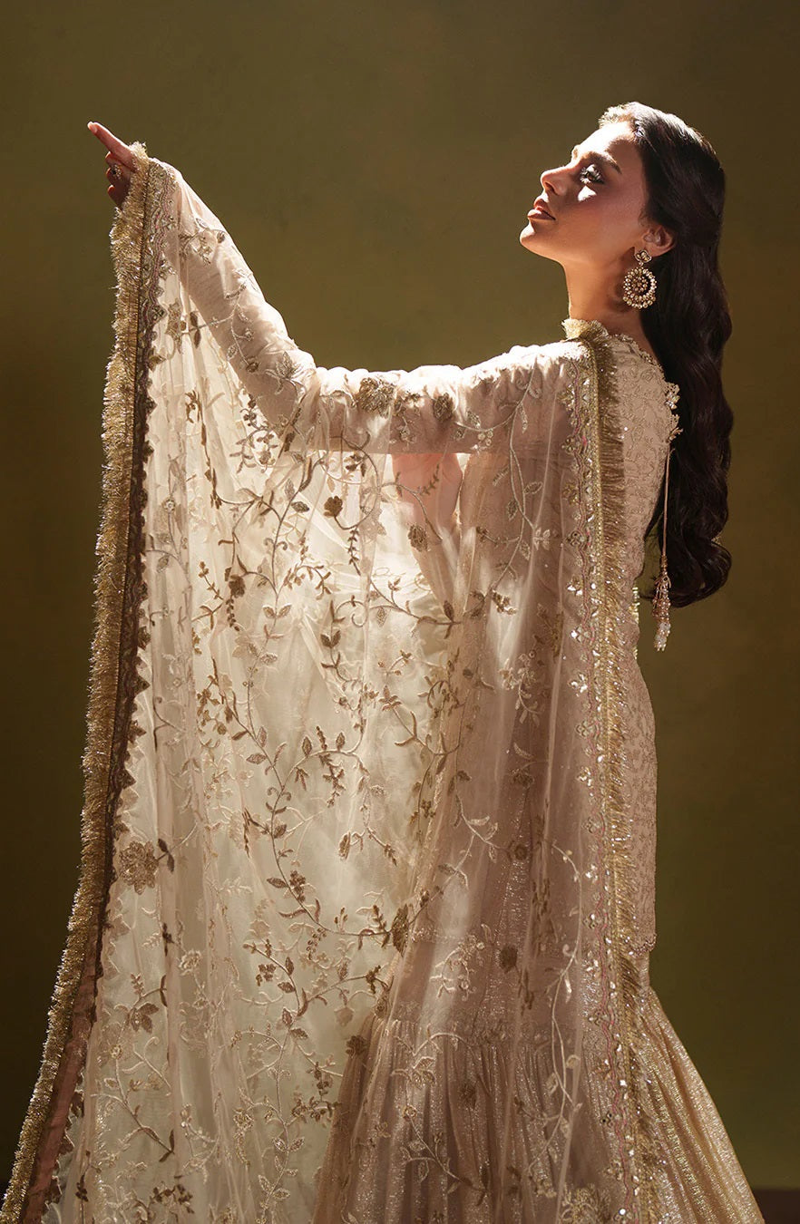 Faiza Saqlain Luxury Chiffon Embroidered 3Pc Unstitched Suit - Asfoureh