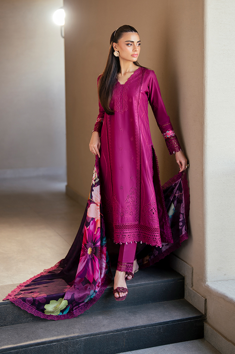 Azure Luxury Embroidered Lawn 3 Piece Unstitched Suit WINE MIRAGE