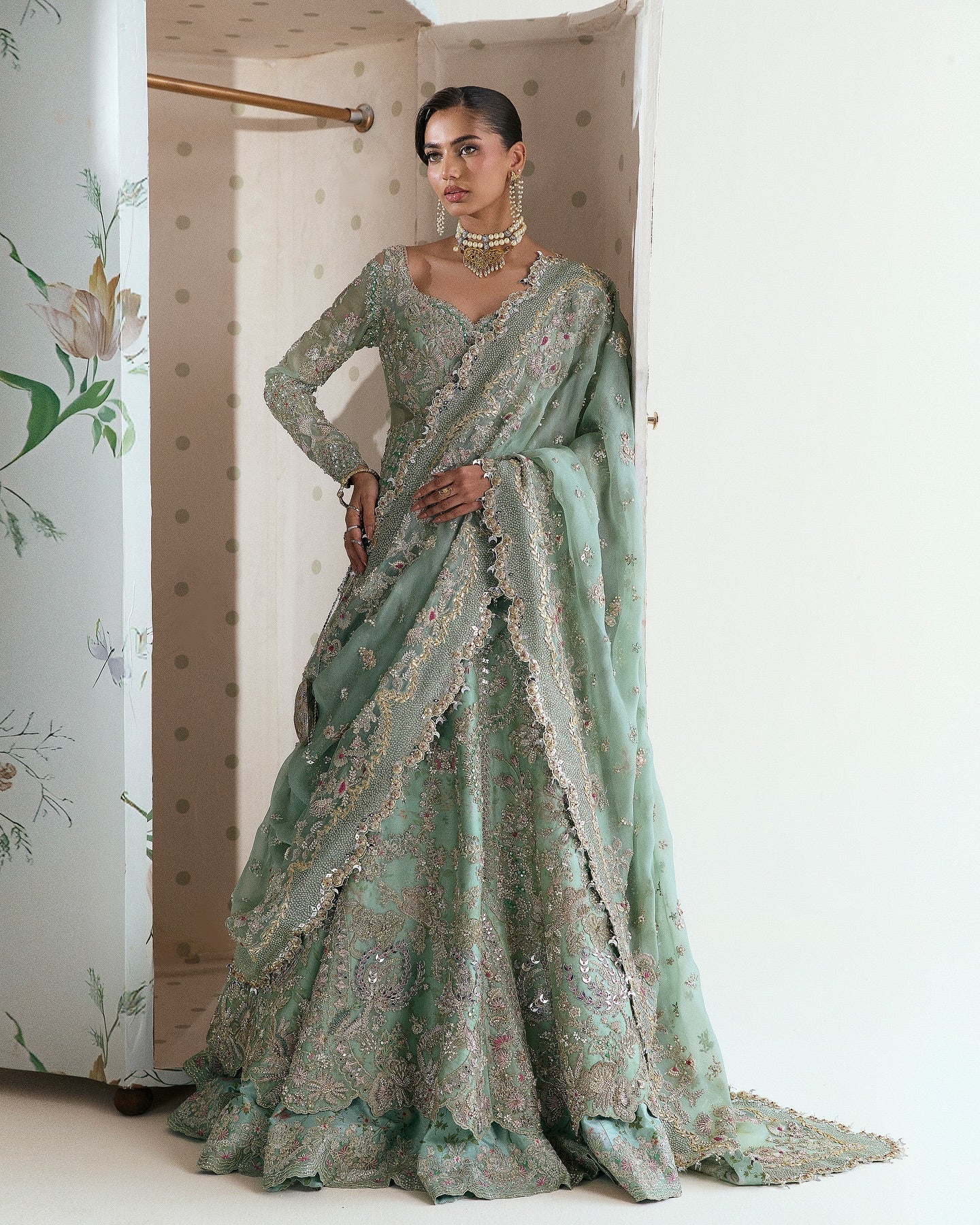 Suffuse Wedding Festive Organza Hand Emblishment Suit ASHAL