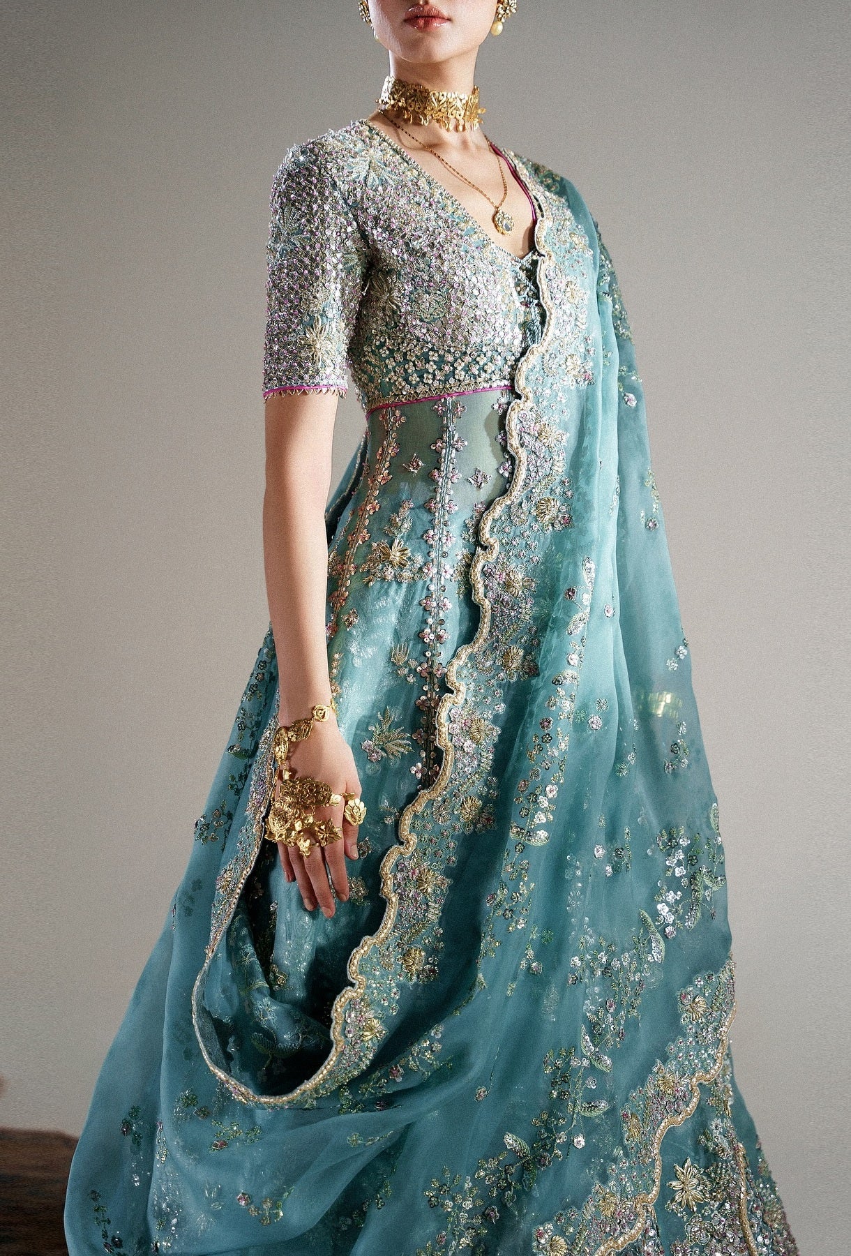 Suffuse Luxury Organza Hand Embroidered Unstitched 3 Piece - Anaira