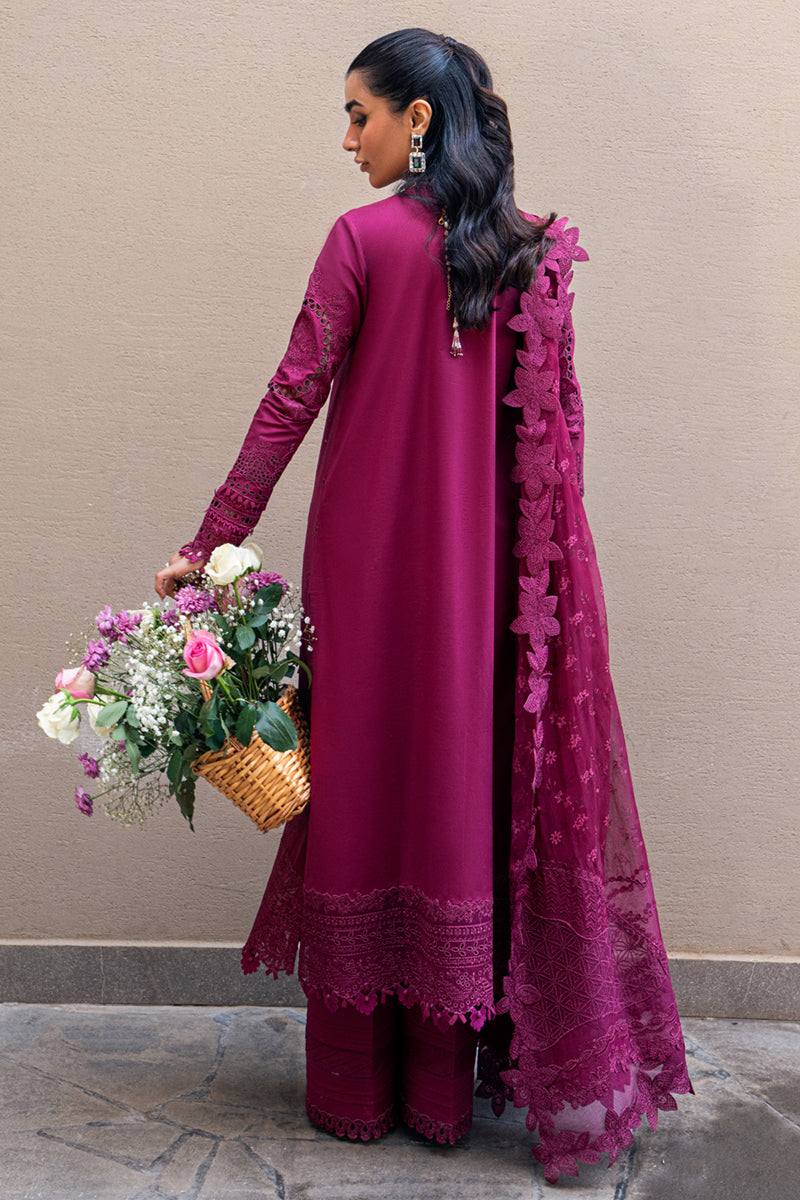 Qalamkar Sahil Embroidered Lawn Chiken Kari Unstitched 3Pc Suit VIOLET