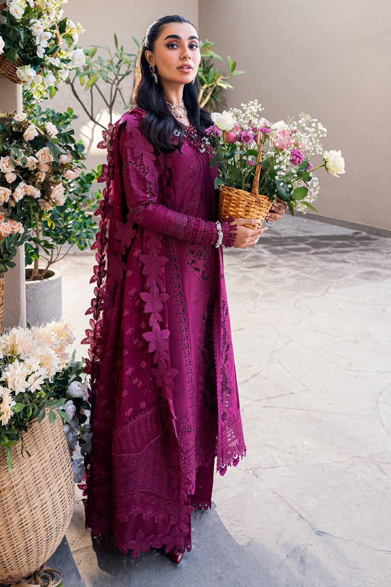 Qalamkar Sahil Embroidered Lawn Chiken Kari Unstitched 3Pc Suit VIOLET