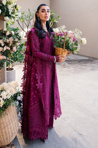 Qalamkar Sahil Embroidered Lawn Chiken Kari Unstitched 3Pc Suit VIOLET