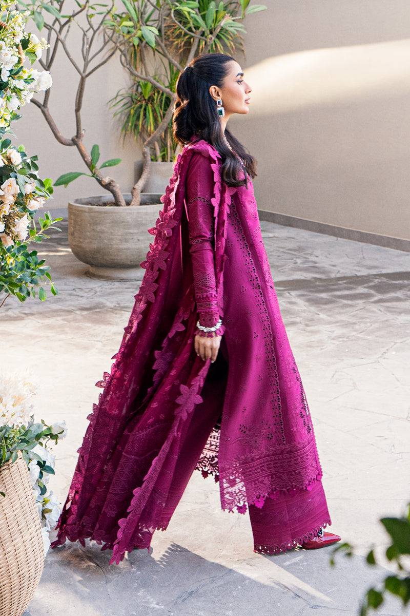 Qalamkar Sahil Embroidered Lawn Chiken Kari Unstitched 3Pc Suit VIOLET