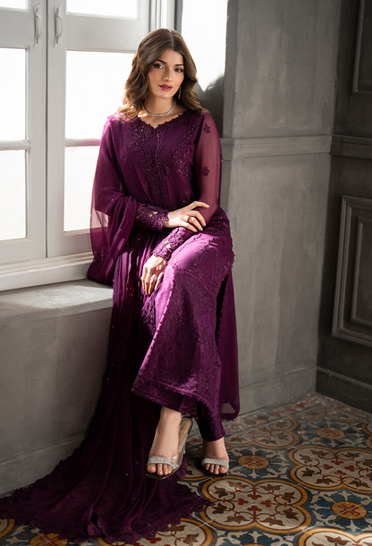 Azure Wedding Festive Luxury Chiffon Embroidered Collection Rose Noir