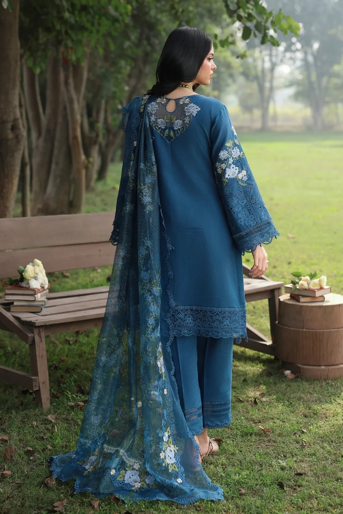 Sardinia - Luxury Lawn Embroidered 3 Piece Unstitched - Blue Blossoms