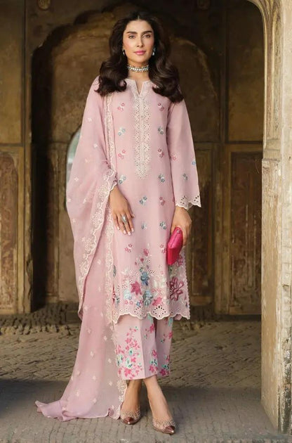 Lime Light - 3PC Lawn Embroidered Shirt with Embroidered Chiffon Dupatta (Unstitched)