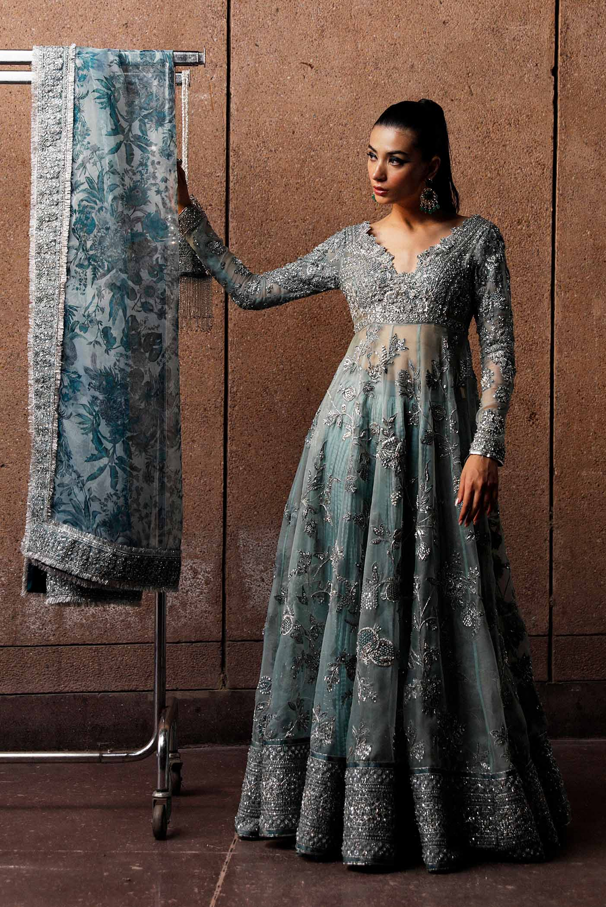 Hussain Rehar Parday ke Peechay Organza Hand Emblishment Maxi Unstitched ASTRA