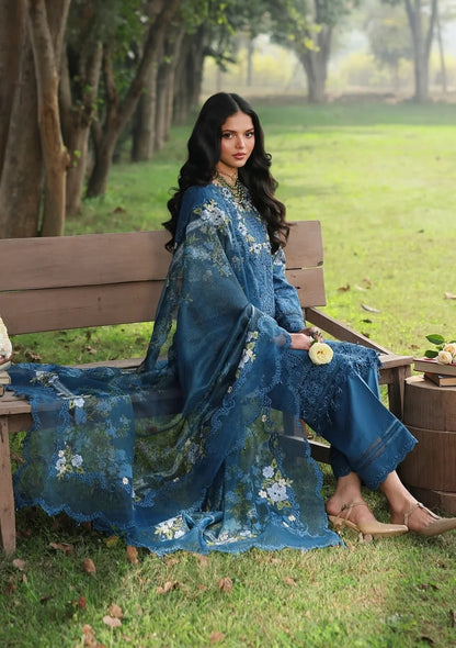 Sardinia - Luxury Lawn Embroidered 3 Piece Unstitched - Blue Blossoms