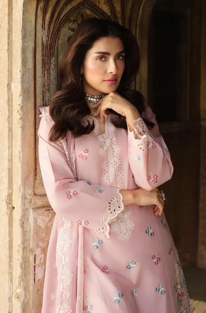 Lime Light - 3PC Lawn Embroidered Shirt with Embroidered Chiffon Dupatta (Unstitched)