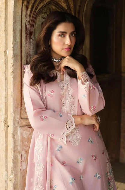 Lime Light - 3PC Lawn Embroidered Shirt with Embroidered Chiffon Dupatta (Unstitched)