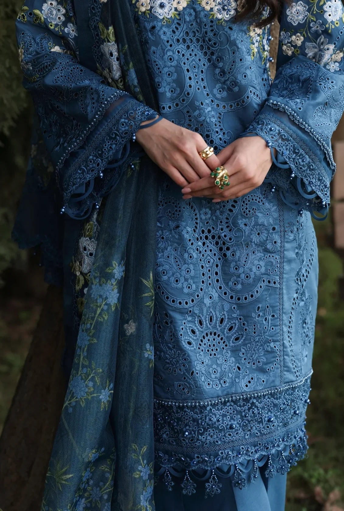Sardinia - Luxury Lawn Embroidered 3 Piece Unstitched - Blue Blossoms