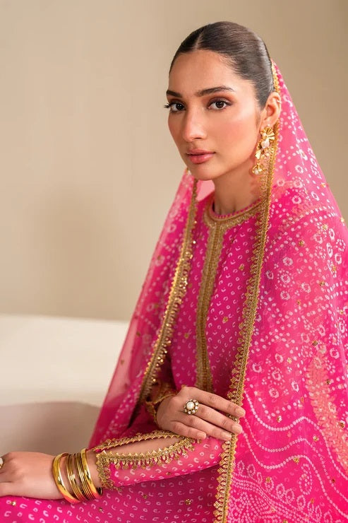 Baroque Pink Luxury Embroidered Chiffon Unstitched 3Pc