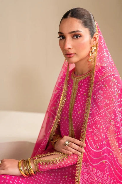 Baroque Pink Luxury Embroidered Chiffon Unstitched 3Pc