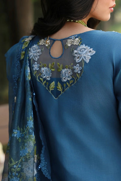 Sardinia - Luxury Lawn Embroidered 3 Piece Unstitched - Blue Blossoms