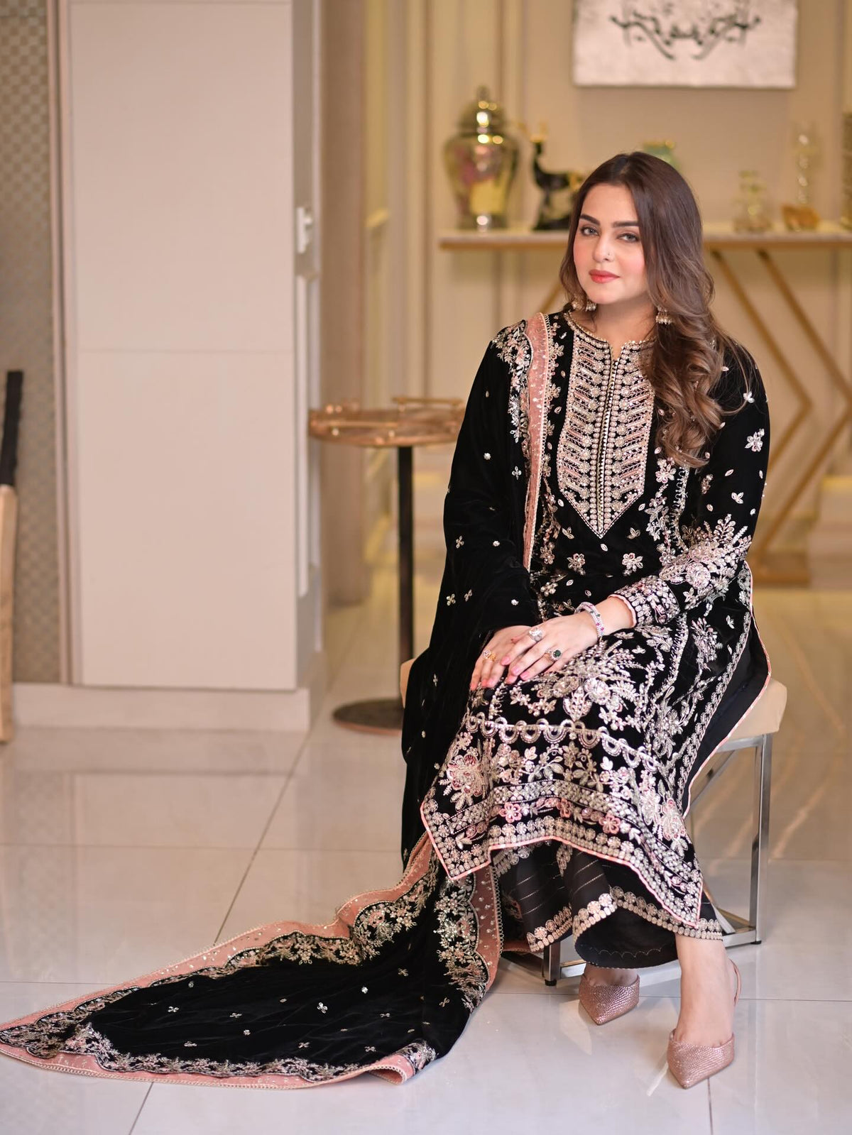 Aneelas Wedding Velvet Embroidered Unstitched Collection