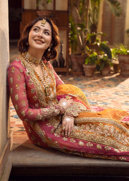 Crimson Luxury Organza Embroidered 3Pc Unstitched Suit Mehndi Galore