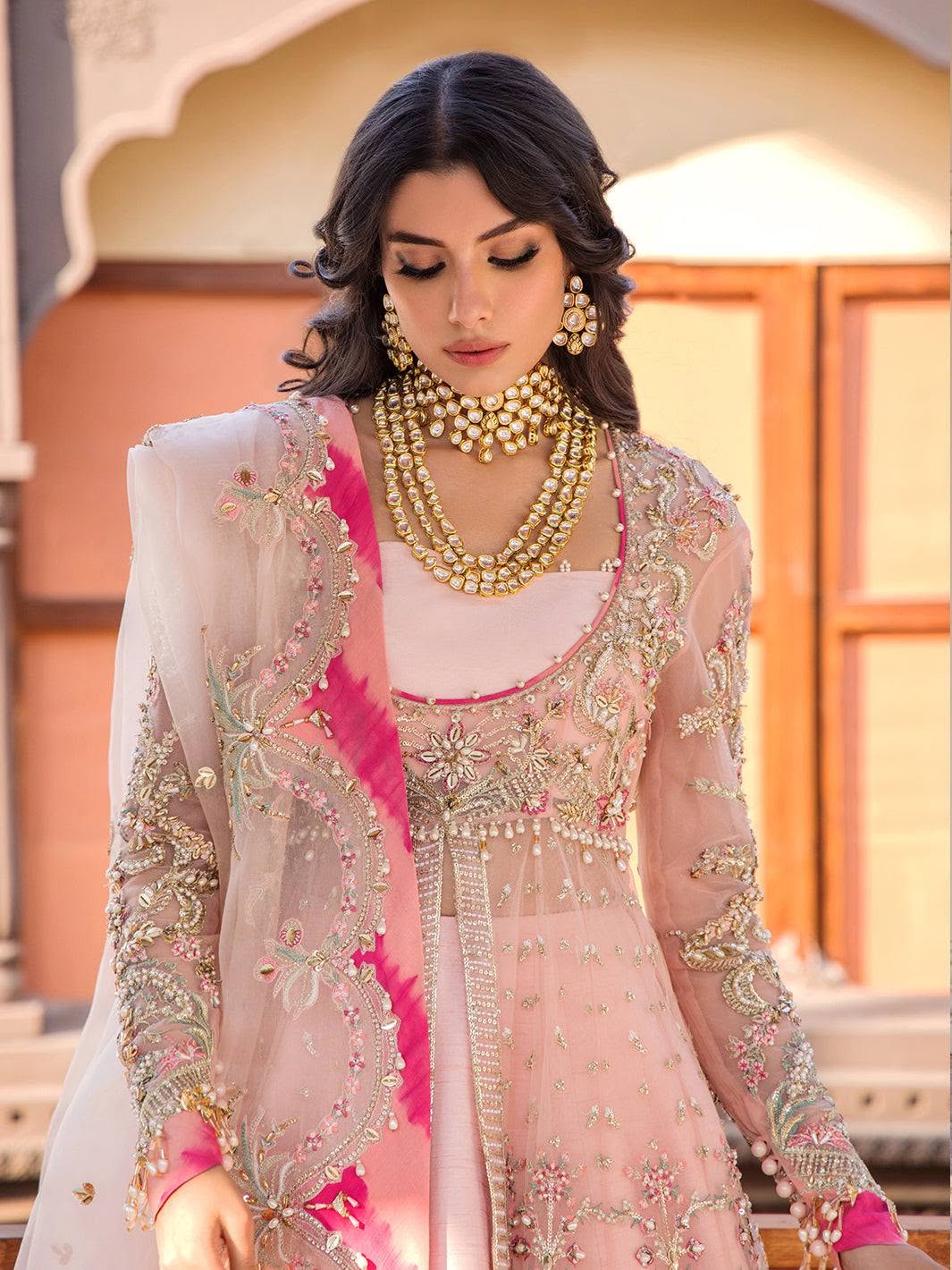 Fozia Khalid Arzoon Vasl - e - Yaar Luxury Organza Embroidered 3Pc Unstitched Suit