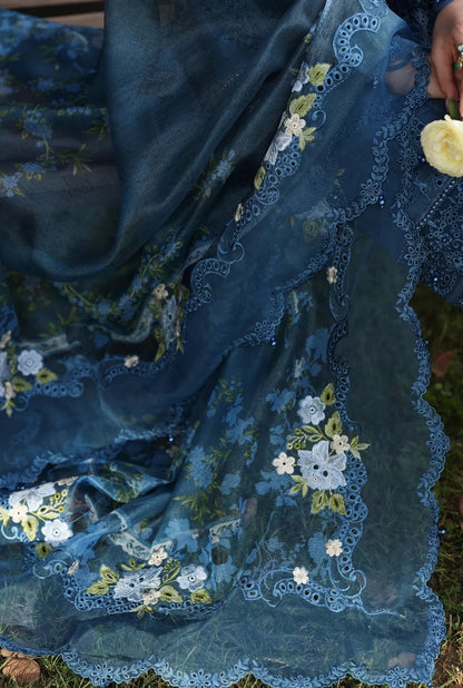 Sardinia - Luxury Lawn Embroidered 3 Piece Unstitched - Blue Blossoms