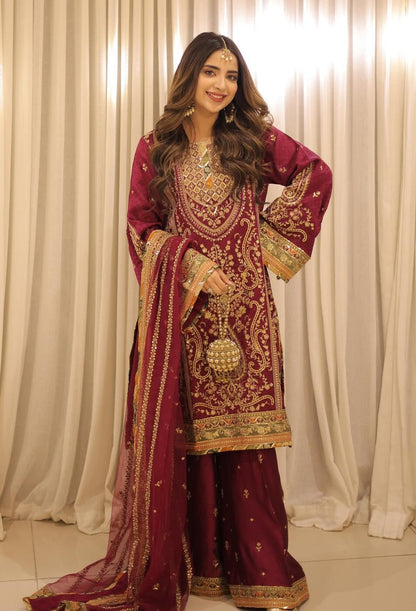Aneelas - Luxury Silk Embroidered 3 Piece Unstitched