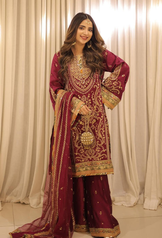 Aneelas - Luxury Silk Embroidered 3 Piece Unstitched