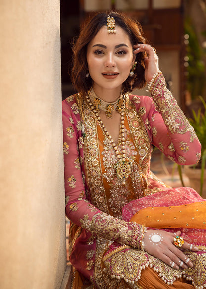 Crimson Luxury Organza Embroidered 3Pc Unstitched Suit Mehndi Galore